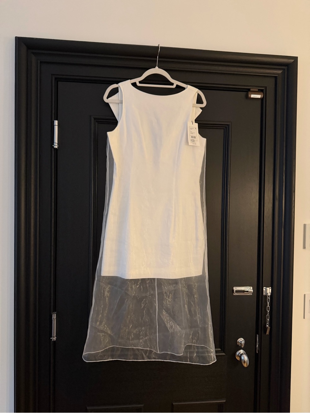 NWT Theory White Mini Dress with Sheer Overlay
